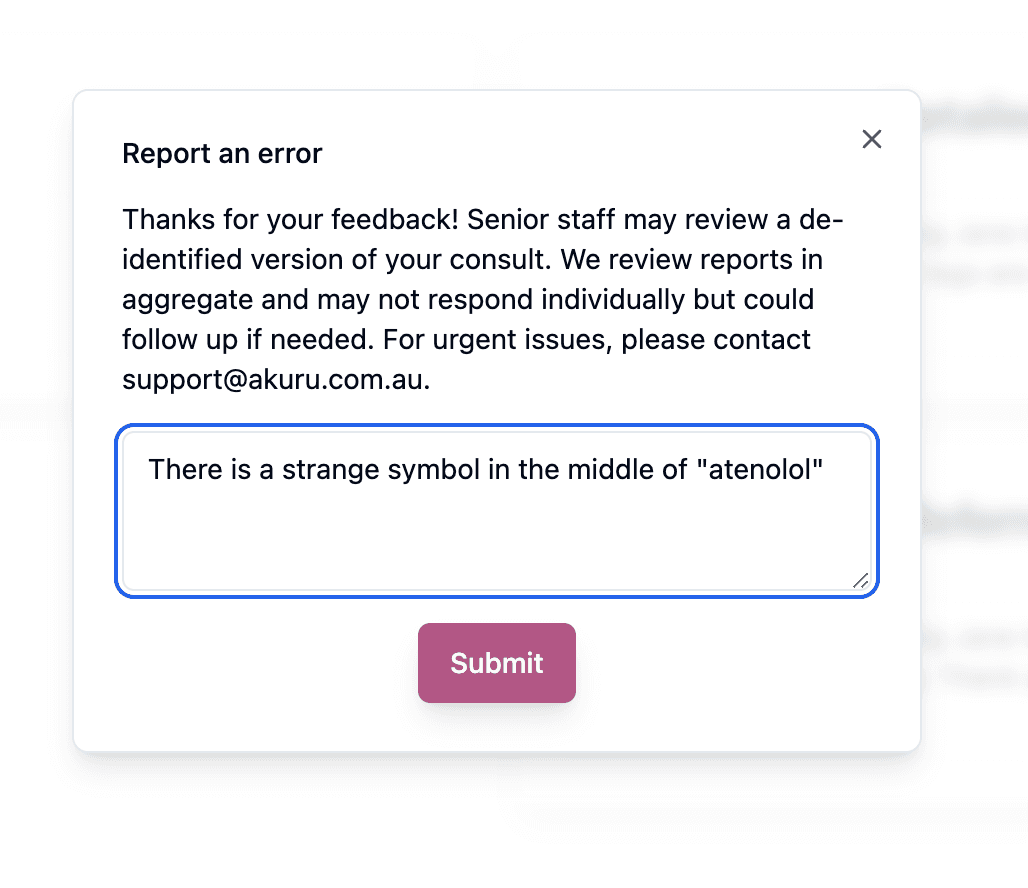 Report error screenshot